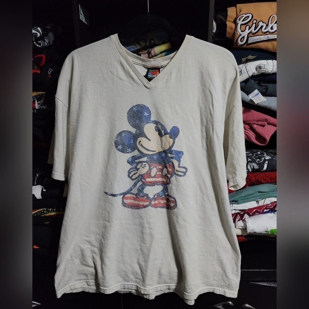 Vintage 90s Patriotic Flag Mickey Mouse Disney Shirt